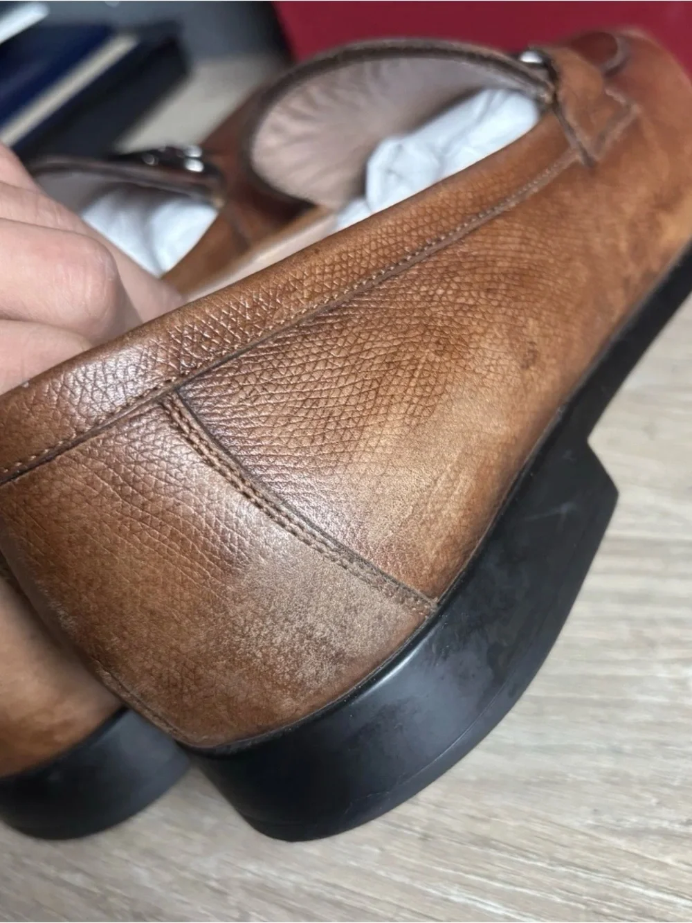 Salvatore Ferragamo REE 8 Brown Pebbled Calf Leather Dress Gancini Loafers Men'